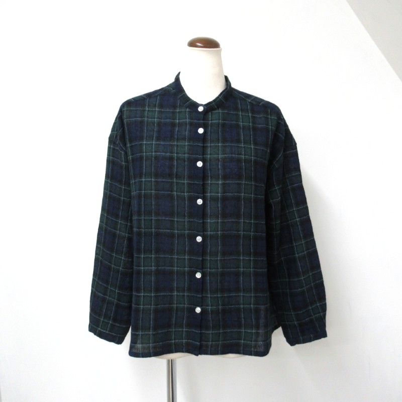 DAYS  ウールガーゼバンドカラースクエアシャツ /GRチェック 【日本製】